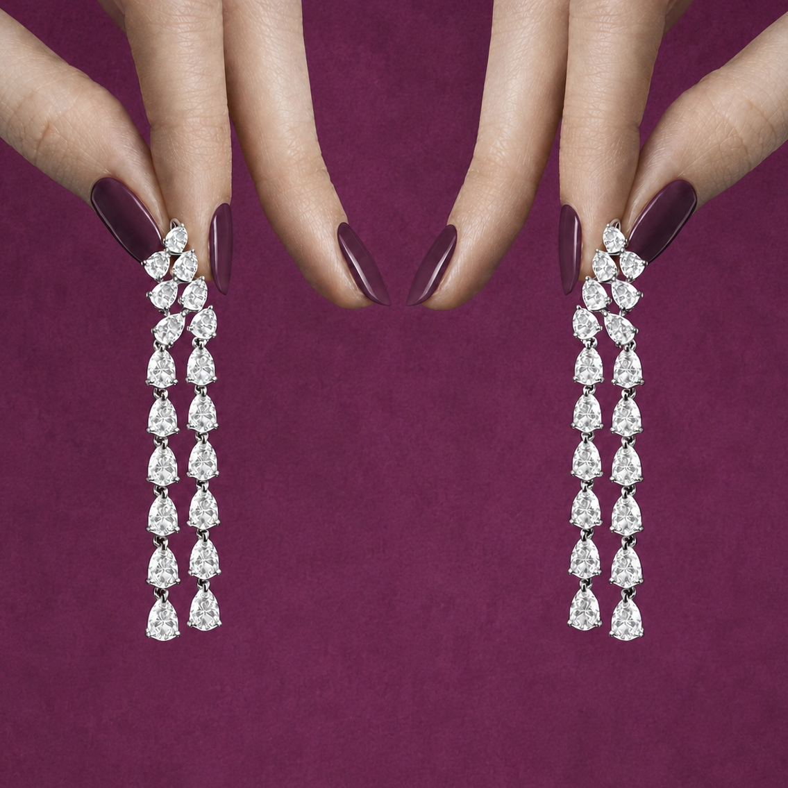 Westminster Double Row Pear Cascade Eco Diamonds Drop Earrings