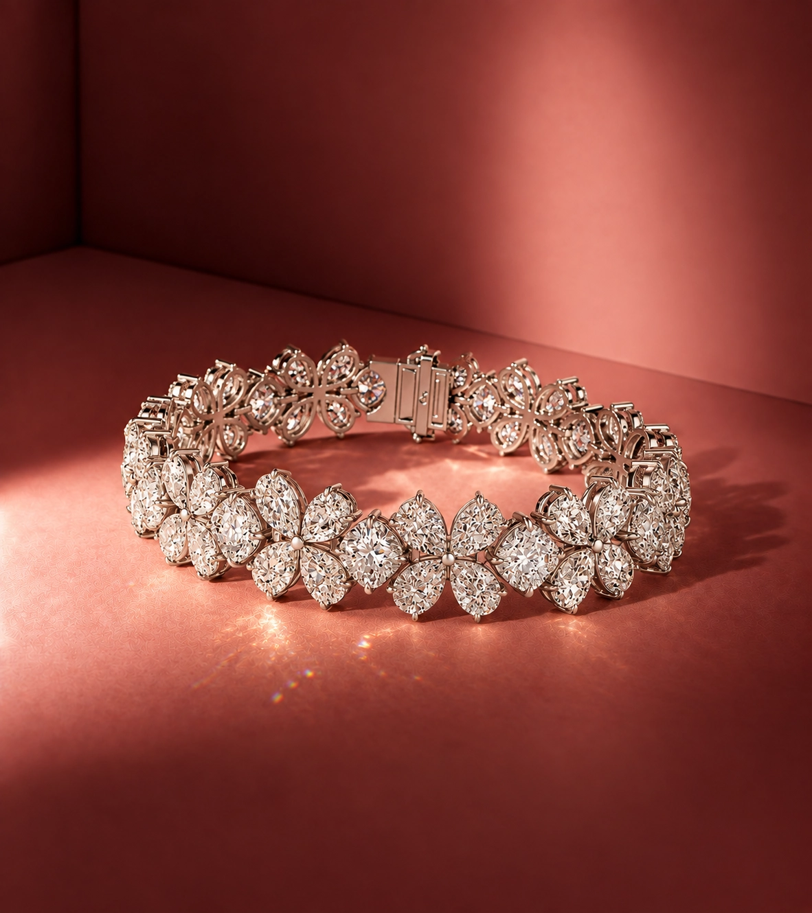 Pear-Shaped Diamond Floral Vine Bracelet