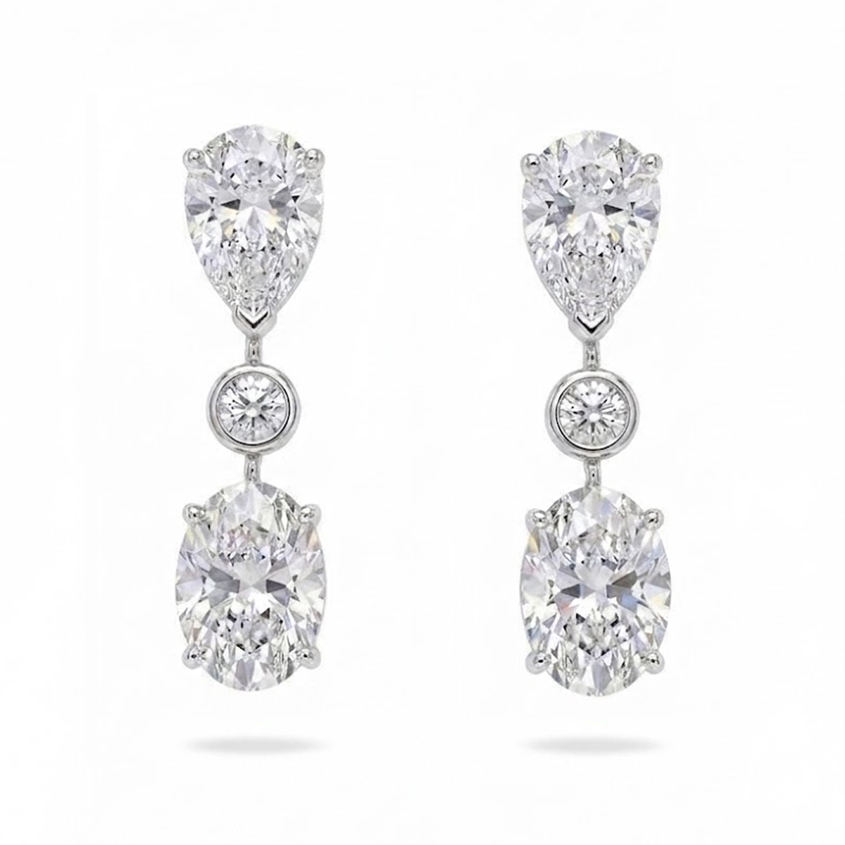 Conti Pear and Oval Eco Diamonds Drop Earrings