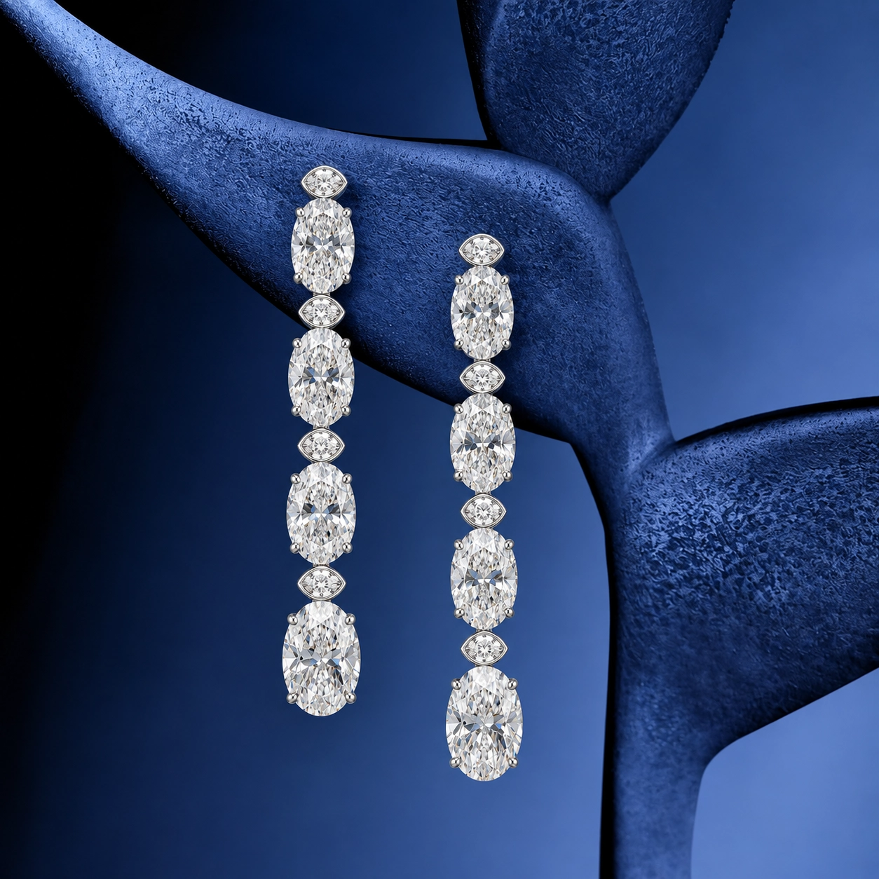 Diana Oval Shape Eco Diamonds Drop Earrings