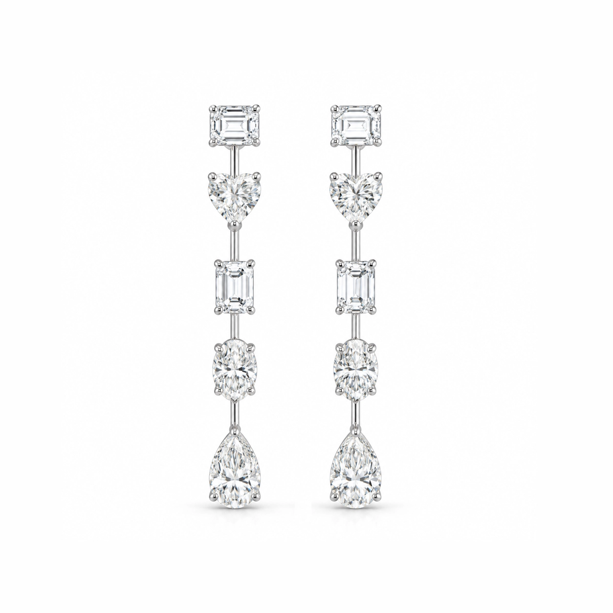 Vivian Mixed Cut Diamond Linear Drop Earrings
