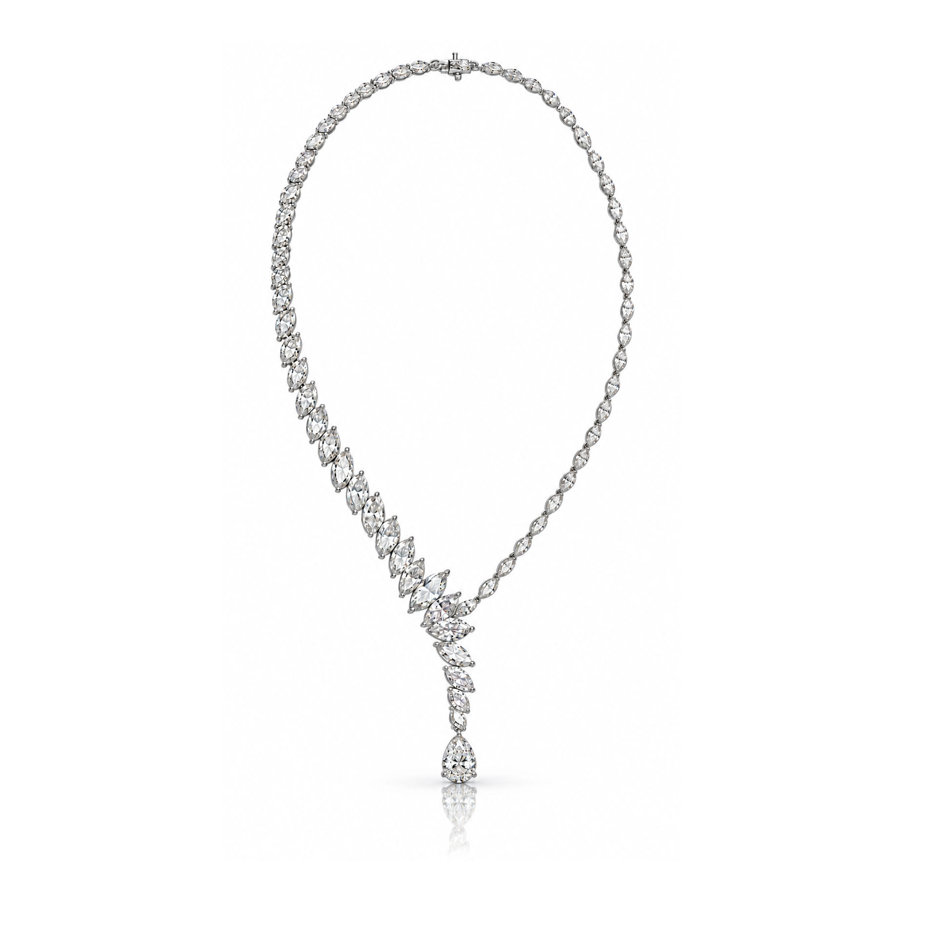 Apolonia Marquise Diamond Lariat Necklace with Pear Shaped Drop