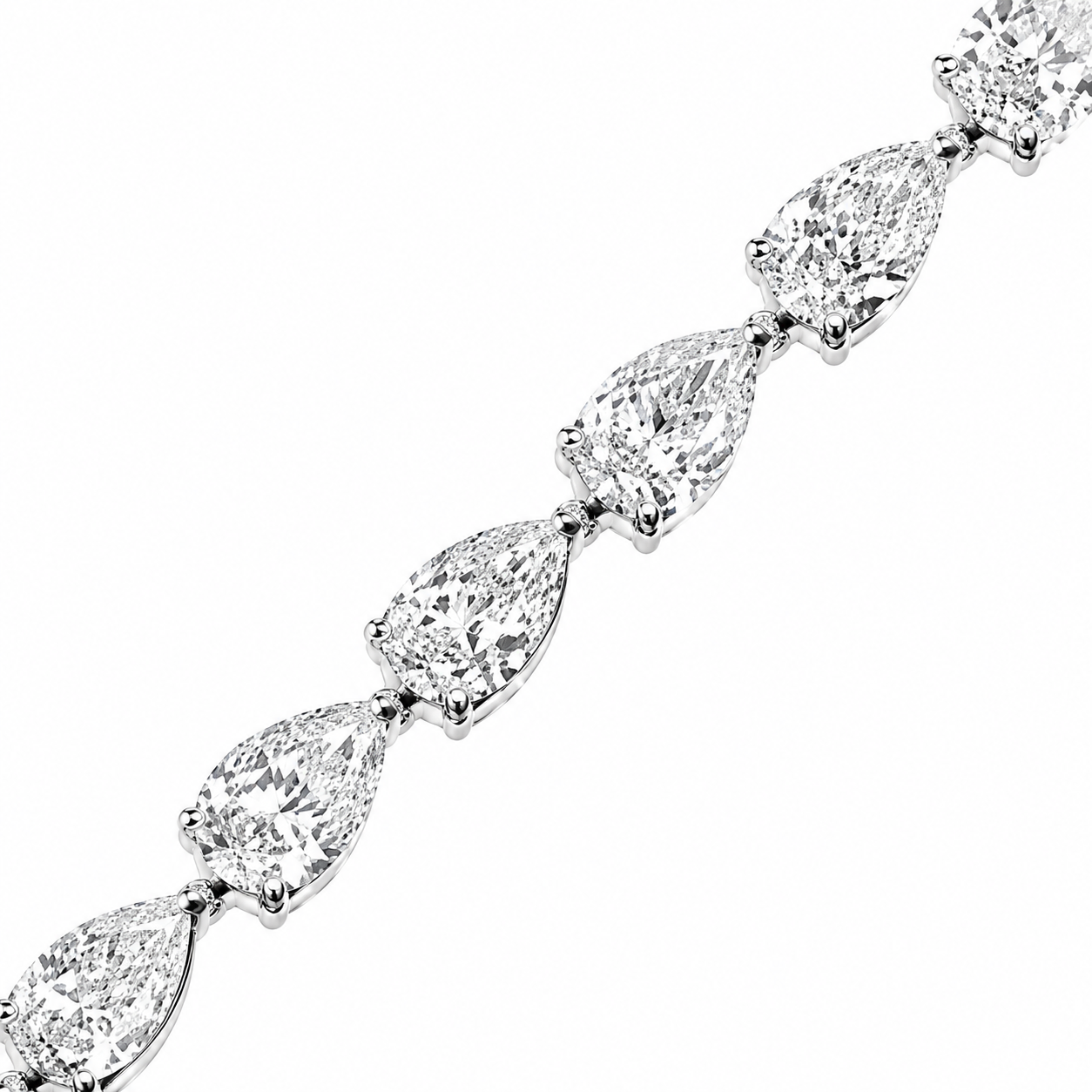 Pear Diamonds V Shaped Tennis Necklace