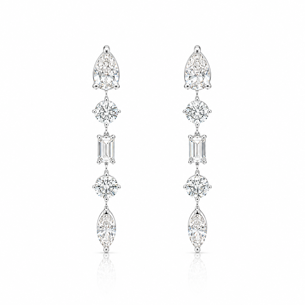 Petite Fancy Multi Shaped Eco Diamonds Drop Earrings