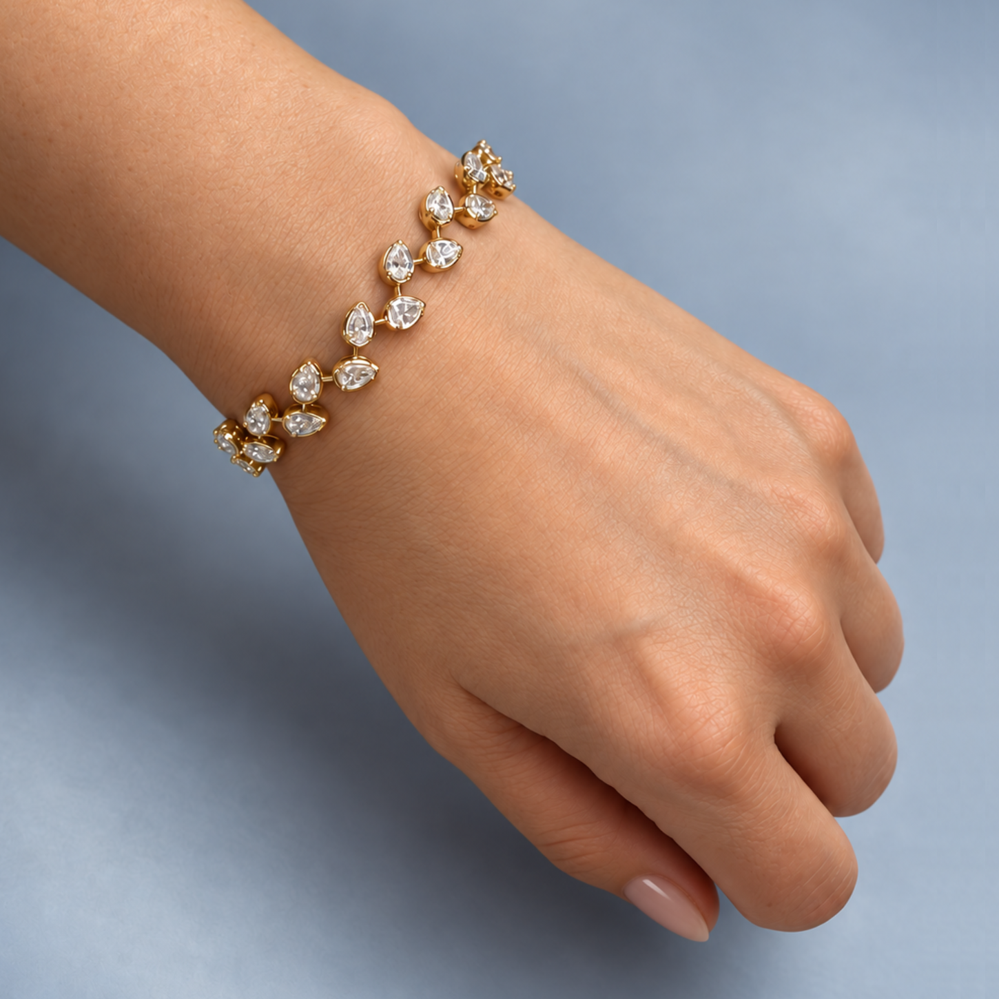 Olivia Pear Shaped Diamond Leaf Bracelet