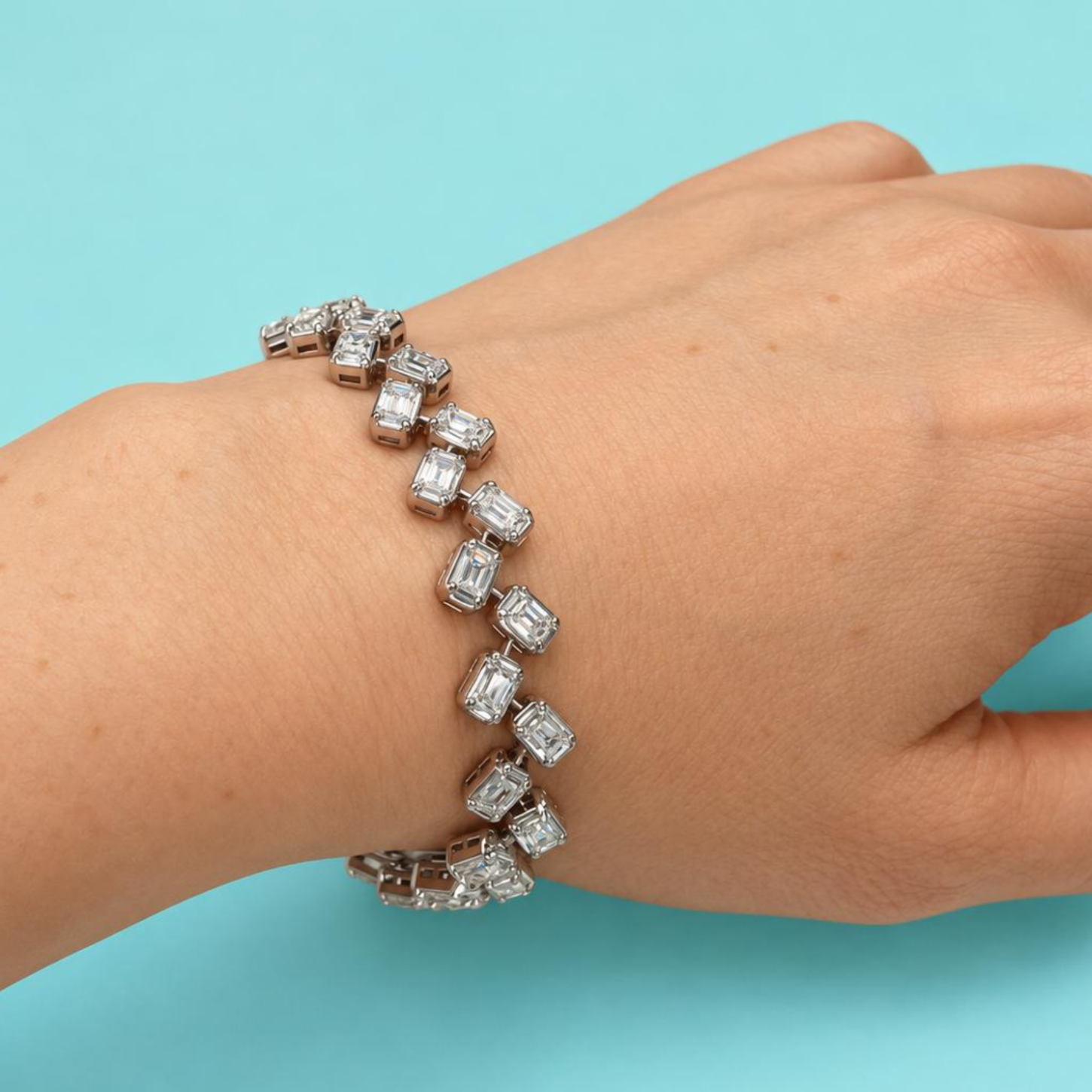 Paragon Emerald Cut Eco Diamonds Tennis Bracelet
