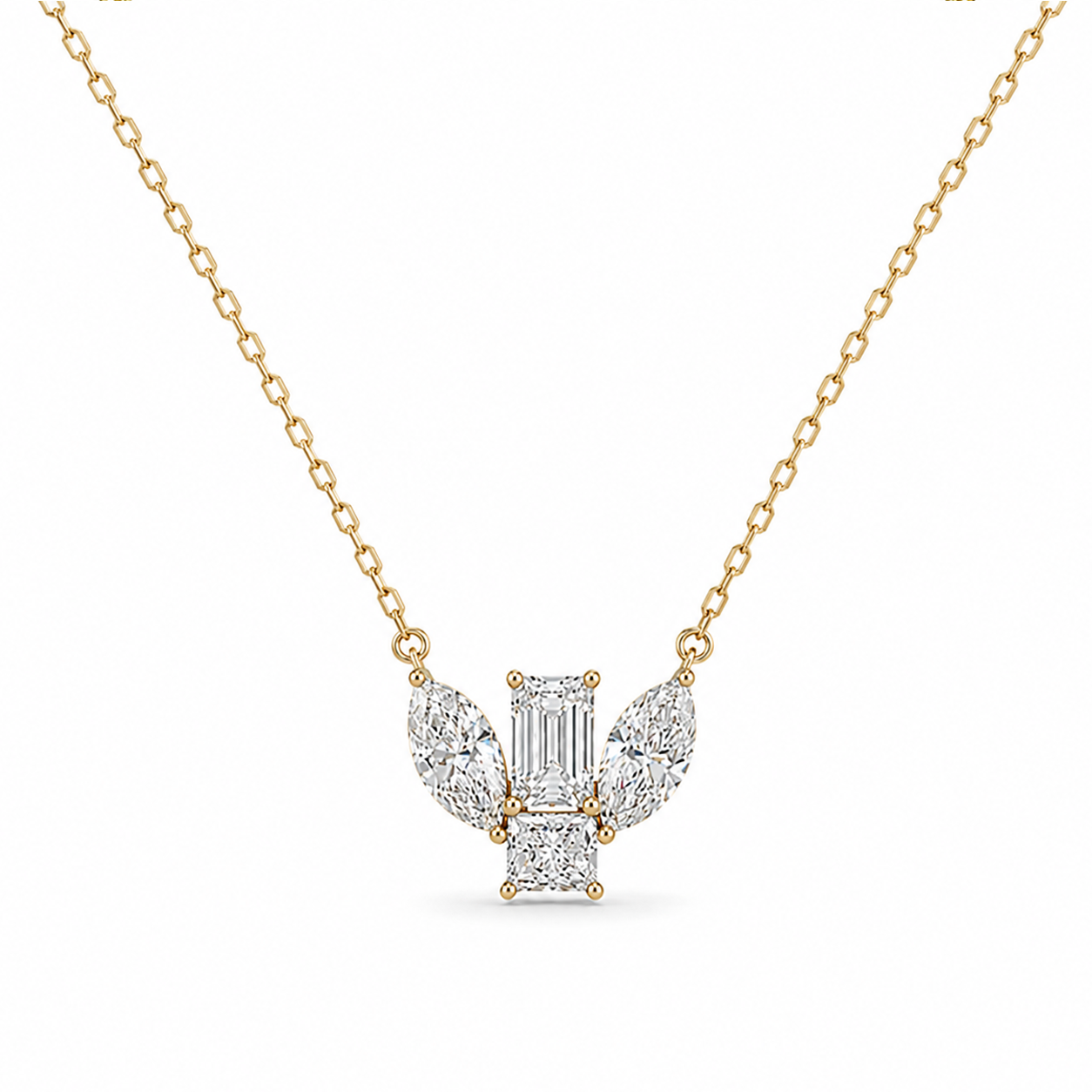 Fancy Multi Shape Eco Diamond Pendant Necklace