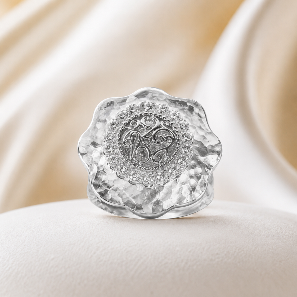 Hammered Finish Diamond Cocktail Ring