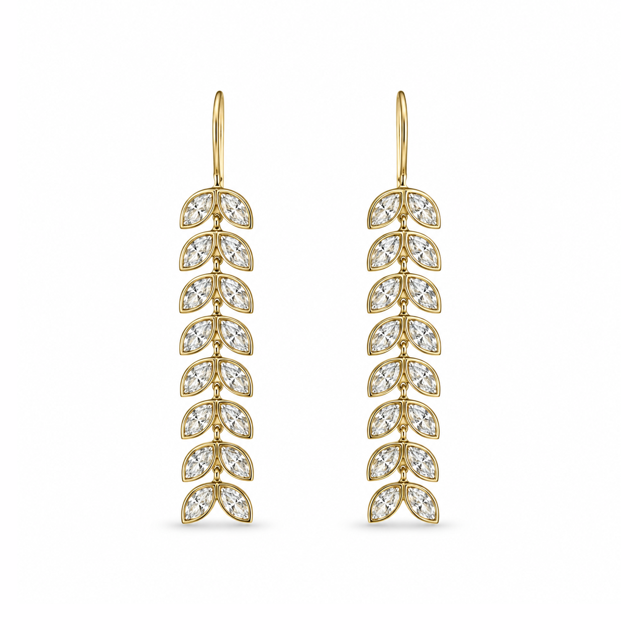 Austin Marquise Diamond Herringbone Style Drop Earrings