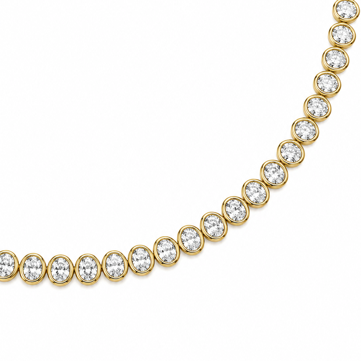 Beaufort Oval Bezel Set Eco Diamonds Tennis Necklace 15 Carats