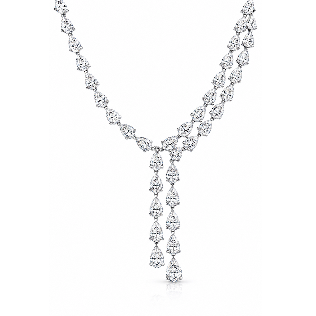 Regalia Eco Diamonds Lariat Style Necklace with Pear Drops
