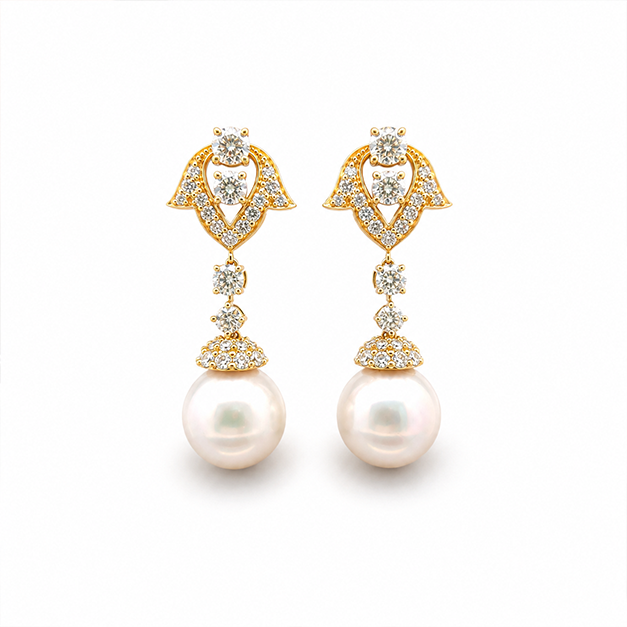 Belle Epoque Pearl and Eco Diamonds Drop Earrings