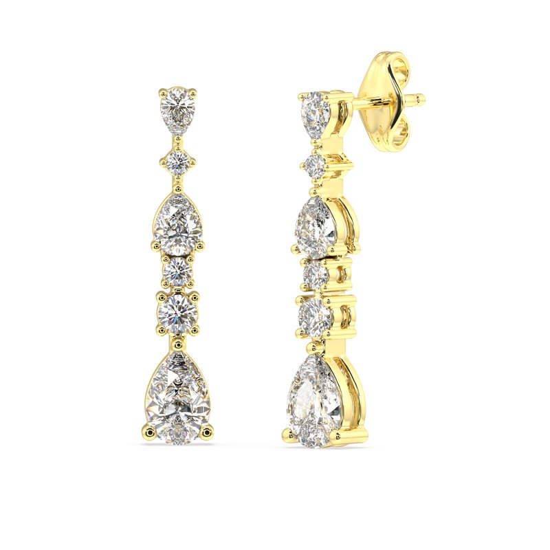 Pear and Round Eco Diamonds Drop Earrings
