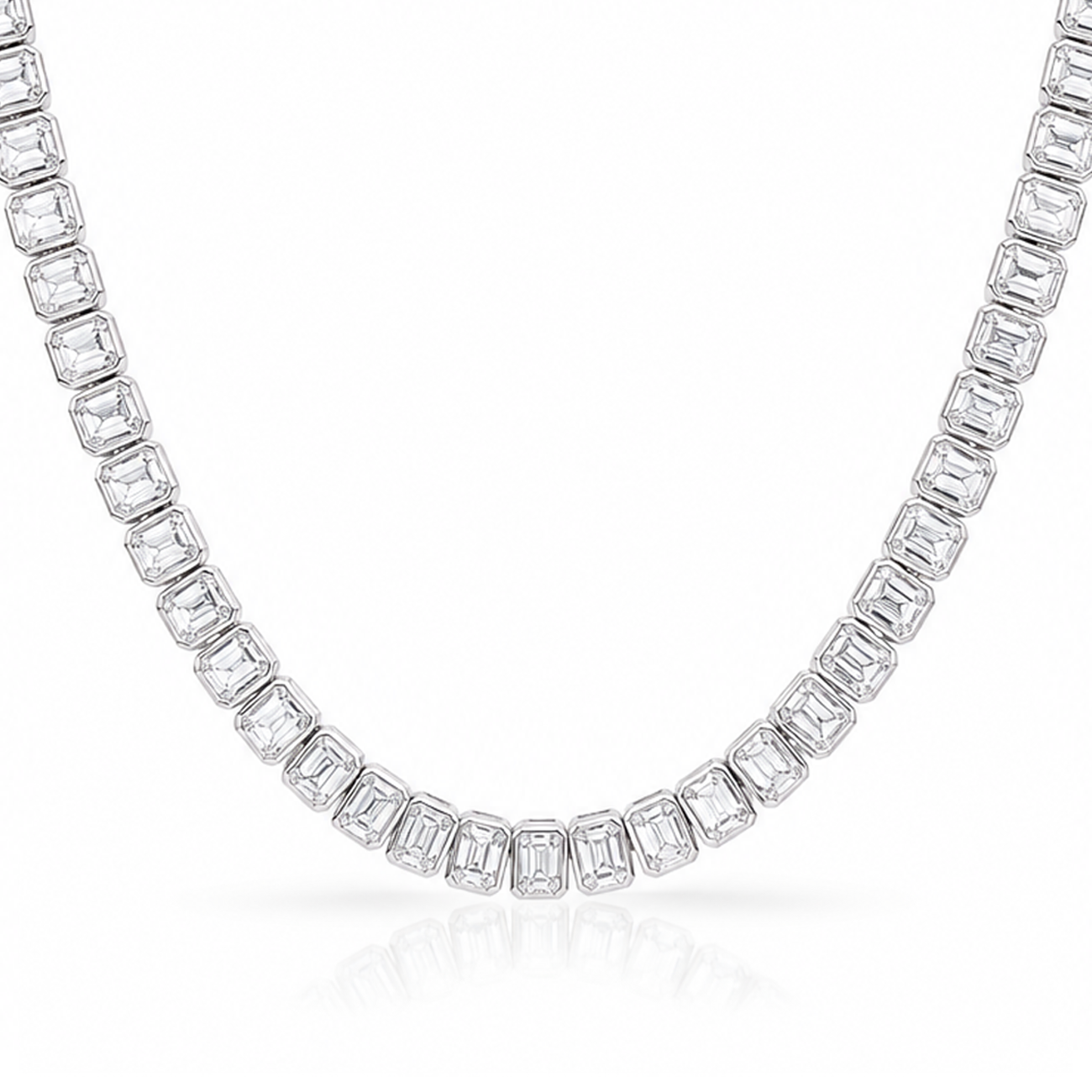 Kensington Emerald Shaped Bezel Eco Diamonds Tennis Necklace