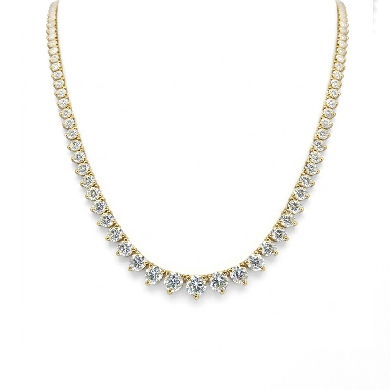 10 carats Signature Riviera Eco Diamonds Yellow Gold Tennis Necklace