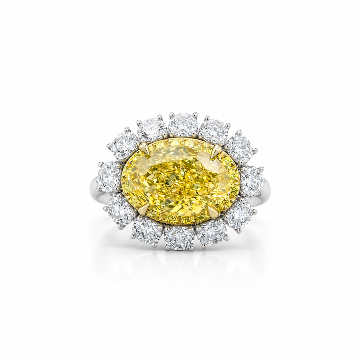 The Prima Donna Canary Yellow Eco Diamond Halo Ring