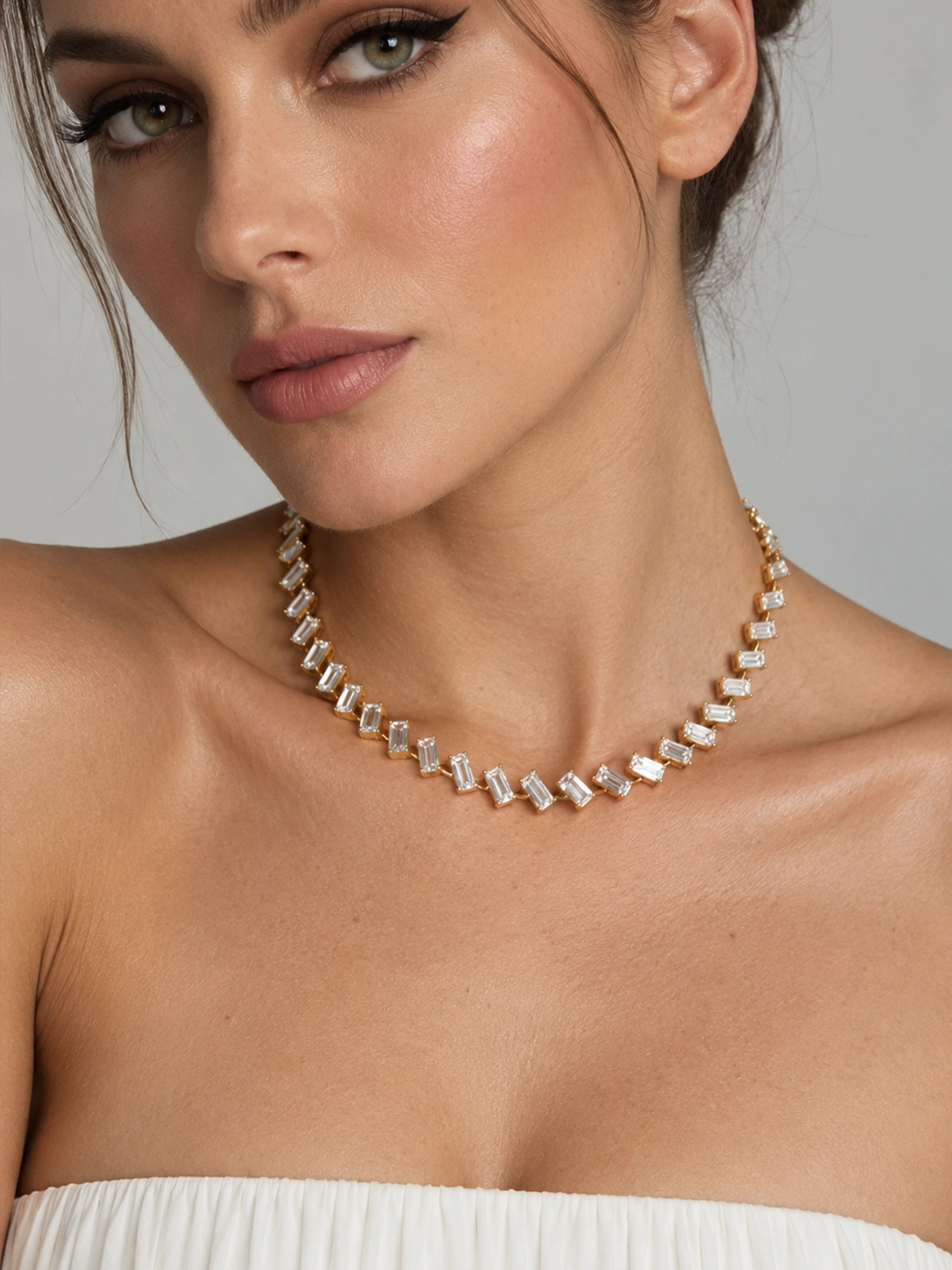 Tennis Tilted Baguette Eco Diamonds Necklace