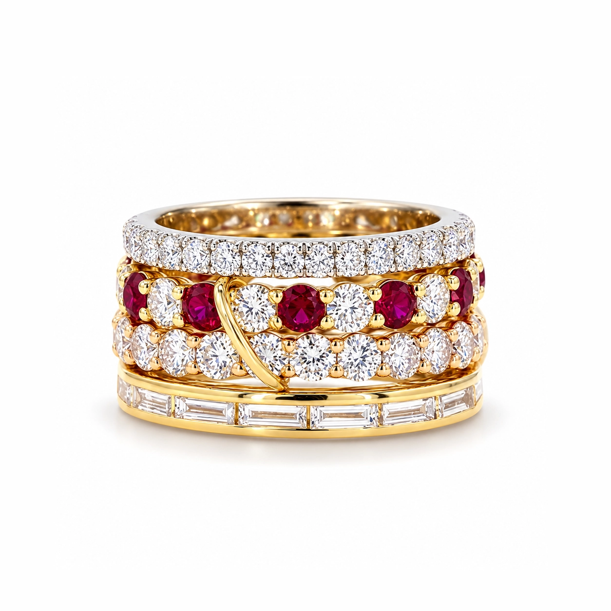 Ruby and Diamond Mixed Rings