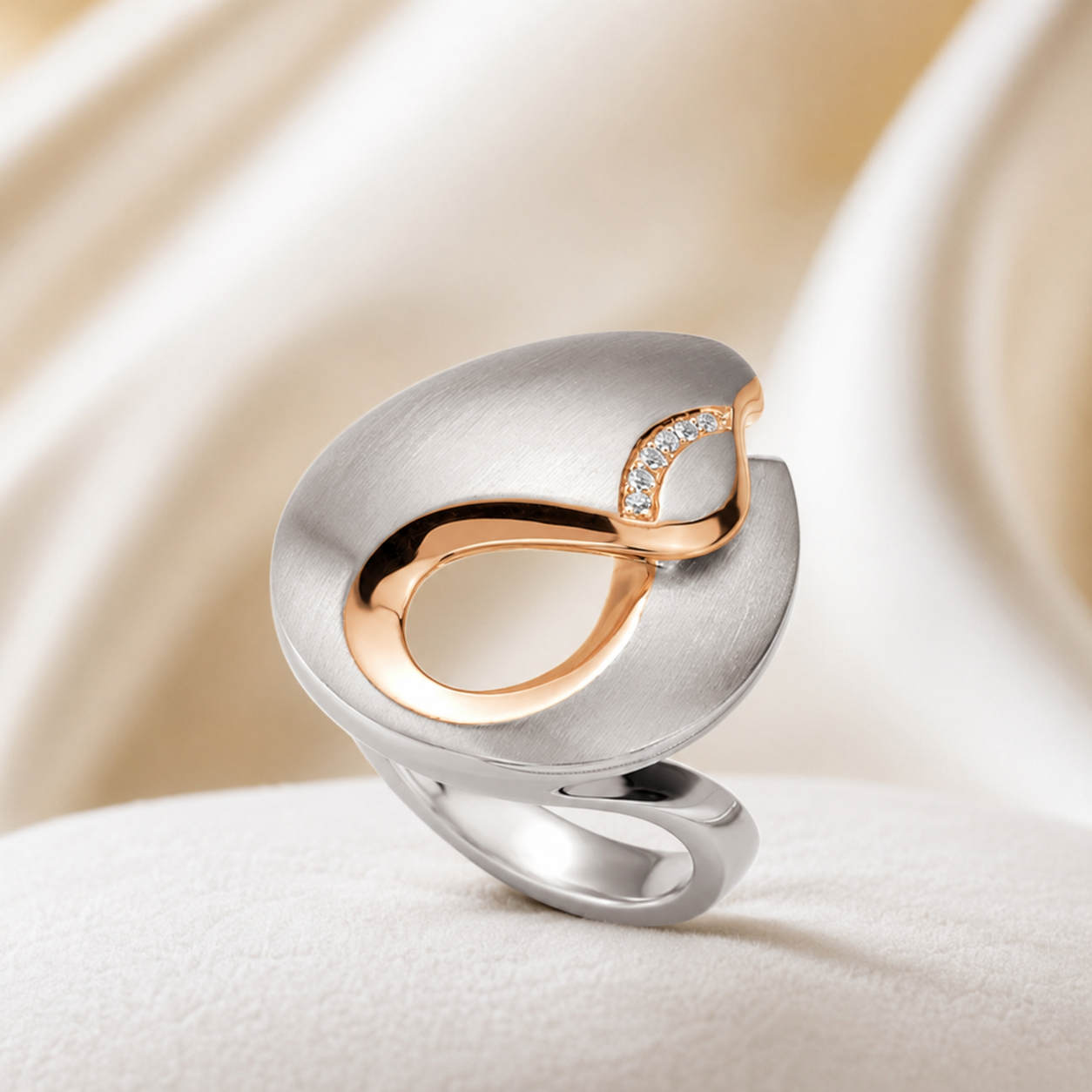 Freestyle Rose Gold and Silver White Sapphire Fashion Ring