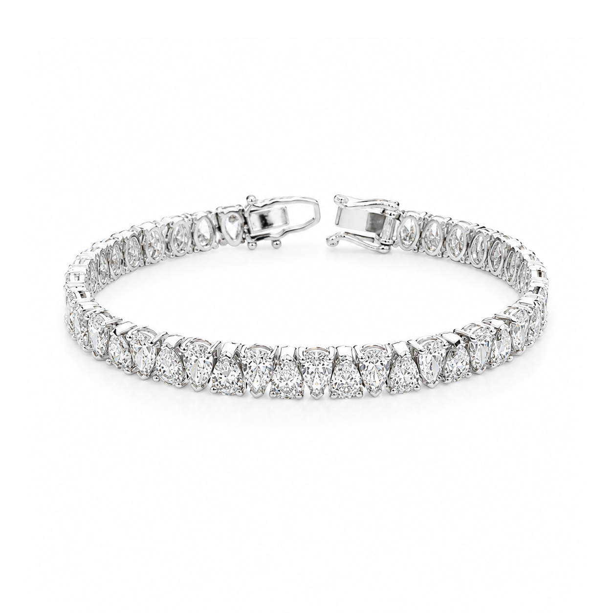 Double Row Pear Shaped Diamond Tennis Bracelet