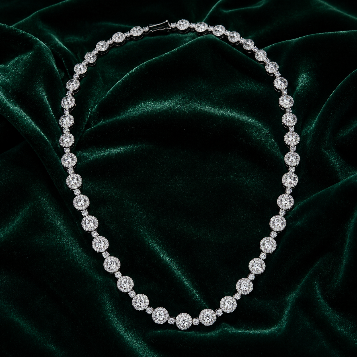 Fancy Round Tennis Eco Diamond Necklace